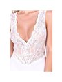 Passion Evalie - White Lace and Soft Fabric Bodysuit Size L/XL
