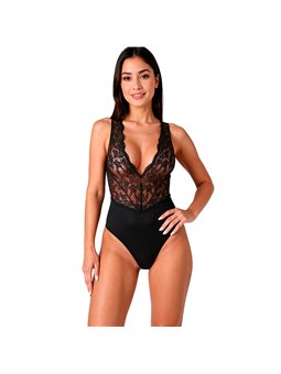Passion Evalie - Body Nero in Pizzo e Tessuto Morbido Taglia L/XL