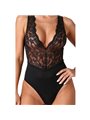 Passion Evalie - Black Lace and Soft Fabric Bodysuit Size L/XL
