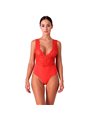 Passion Evalie - Red Lace and Soft Fabric Bodysuit Size S/M