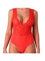 Passion Evalie - Red Lace and Soft Fabric Bodysuit Size S/M