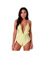 Passion Sensie - Body in Raso Giallo con Scollo a V Taglia S/M