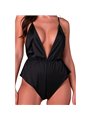 Passion Sensie - Body in Raso Nero con Scollo a V Taglia S/M