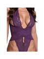 Passion Velmore - Body Sexy in Pizzo Floreale Viola Taglia L/XL