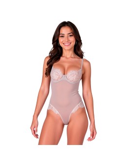 Passion Zovel - Body a Rete con Pizzo Floreale Grigio Taglia L/XL