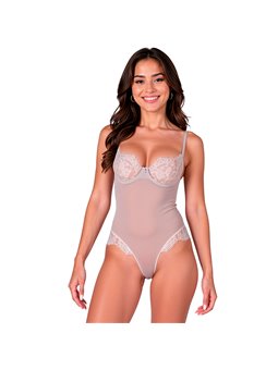 Passion Zovel - Grey Floral Lace Mesh Bodysuit Size S/M