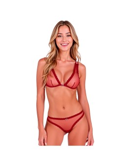 Passion Belissana - Reggiseno e Perizoma Bordeaux in Pizzo Taglia S/M