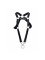 Mob Dngeon - Black PU Leather Cross Harness with Cock Ring