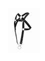 Mob Dngeon - Black PU Leather Cross Harness with Cock Ring