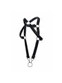 Mob Dngeon - Black PU Leather Cross Harness with Cock Ring