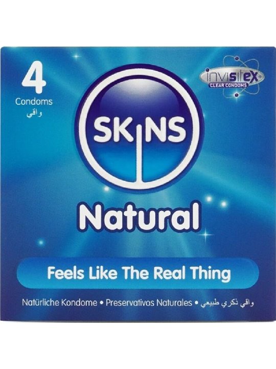 Skins Natural - Preservativi Premium in Lattice Naturale 4 Pz