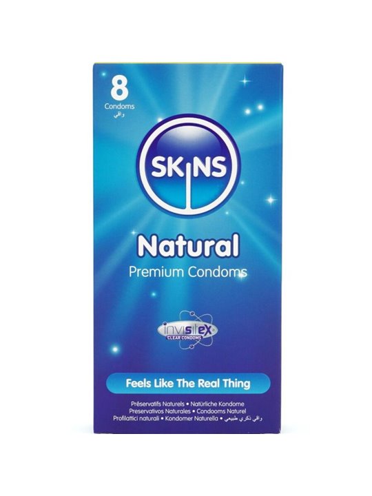 Skins Natural - Preservativi Premium in Lattice Naturale 8 Pz