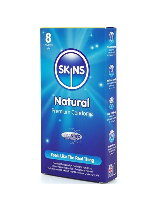 Skins Natural - Preservativi Premium in Lattice Naturale 8 Pz