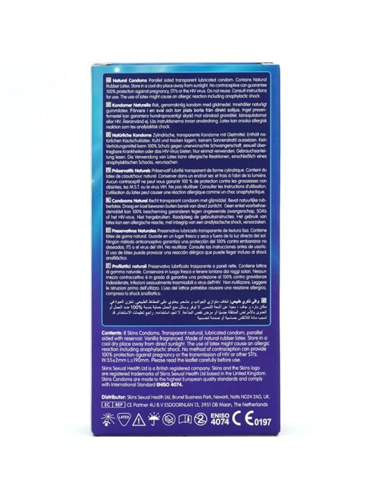 Skins Natural - Preservativi Premium in Lattice Naturale 8 Pz