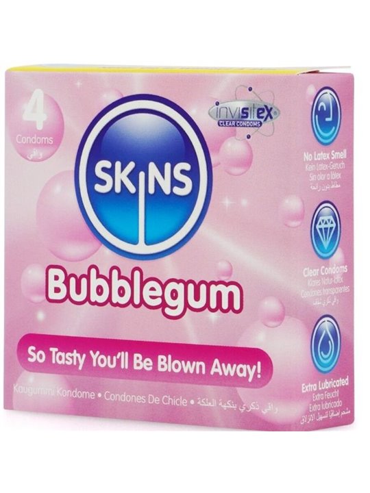 Skins Bubblegum - Flavoured Natural Latex Condoms 4 pcs