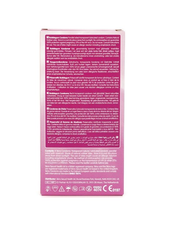 Skins Bubblegum - Preservativi Aromatizzati in Lattice Naturale 8 Pz