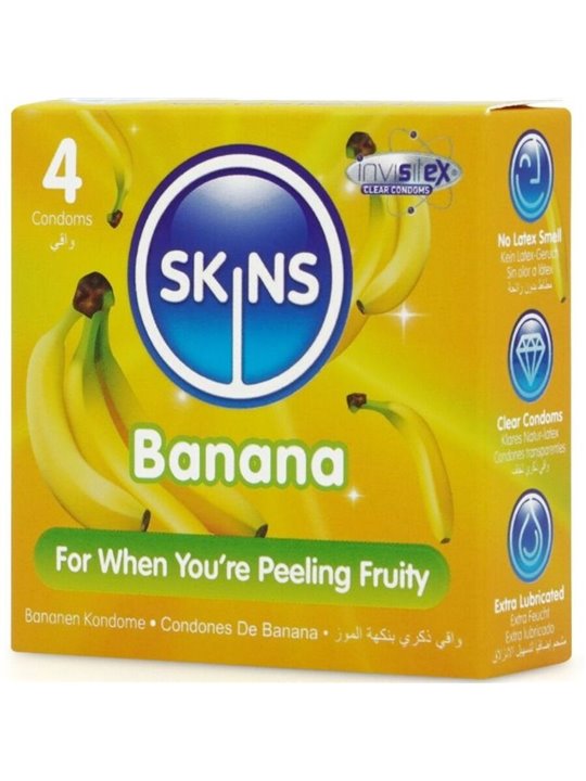 Skins - Premium Natural Latex Condoms with Banana Flavour 4 pcs