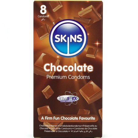 Skins - Preservativi Premium in Lattice Naturale Aroma Cioccolato 8 Pz