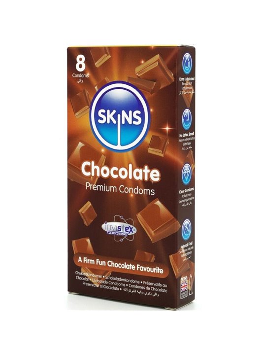 Skins - Preservativi Premium in Lattice Naturale Aroma Cioccolato 8 Pz