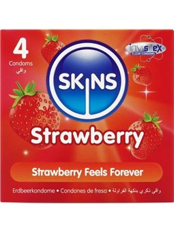 Skins - Preservativi Premium in Lattice Naturale Aroma Fragola 4 Pz