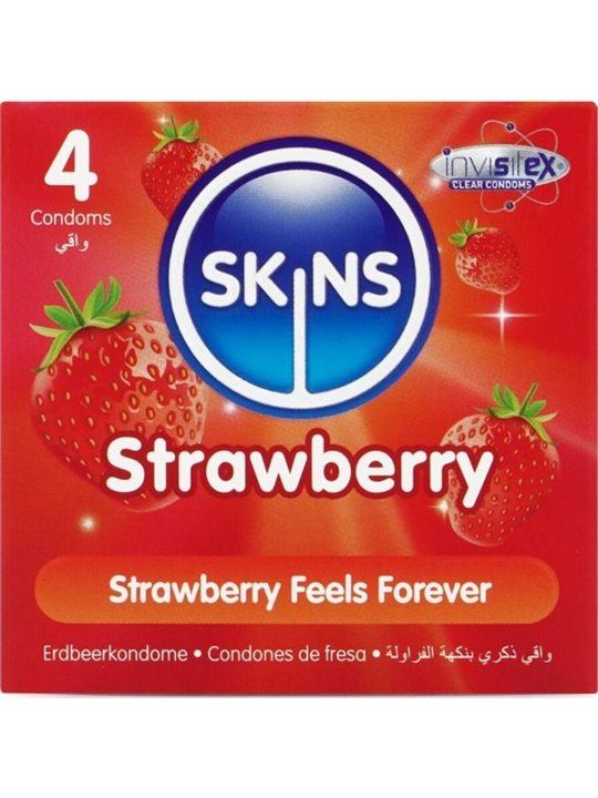 Skins - Preservativi Premium in Lattice Naturale Aroma Fragola 4 Pz