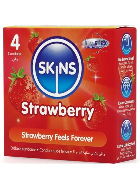 Skins - Preservativi Premium in Lattice Naturale Aroma Fragola 4 Pz