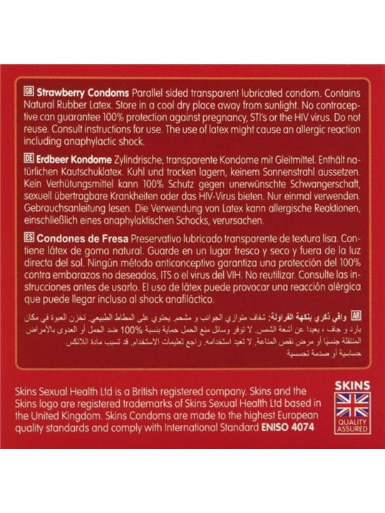 Skins - Preservativi Premium in Lattice Naturale Aroma Fragola 4 Pz