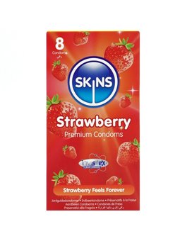Skins - Preservativi Premium in Lattice Naturale Aroma Fragola 8 Pz