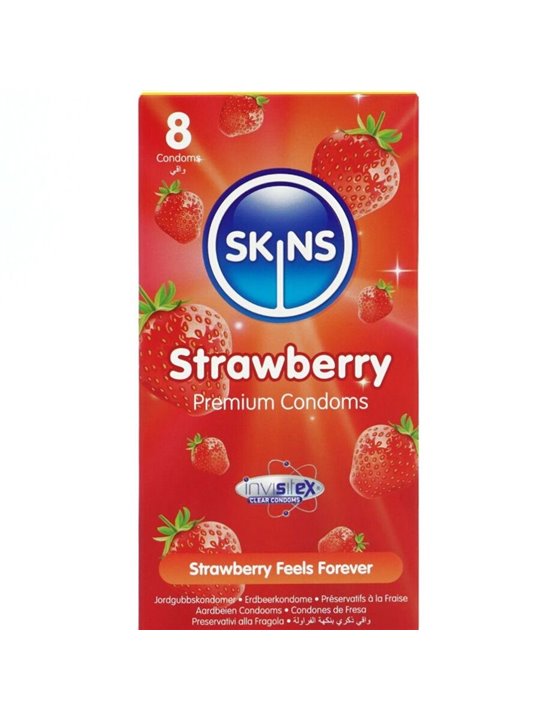 Skins - Preservativi Premium in Lattice Naturale Aroma Fragola 8 Pz