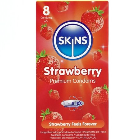 Skins - Premium Natural Latex Condoms Strawberry Flavour 8 pcs