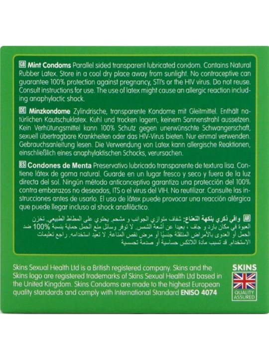 Skins - Preservativi Premium in Lattice Naturale Aroma Menta 4 Pz