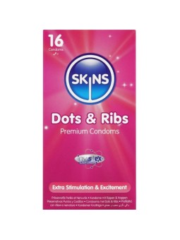 Skins Dots & Ribs - Preservativi Premium in Lattice Naturale 16 Pz