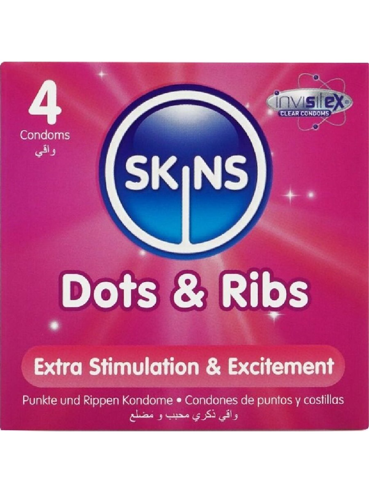 Skins Dots & Ribs - Premium Natural Latex Condoms 4 pcs