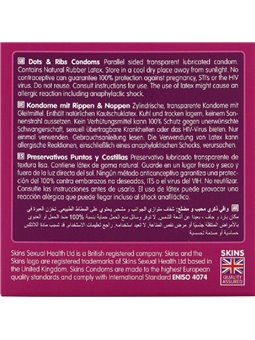 Skins Dots & Ribs - Premium Natural Latex Condoms 4 pcs