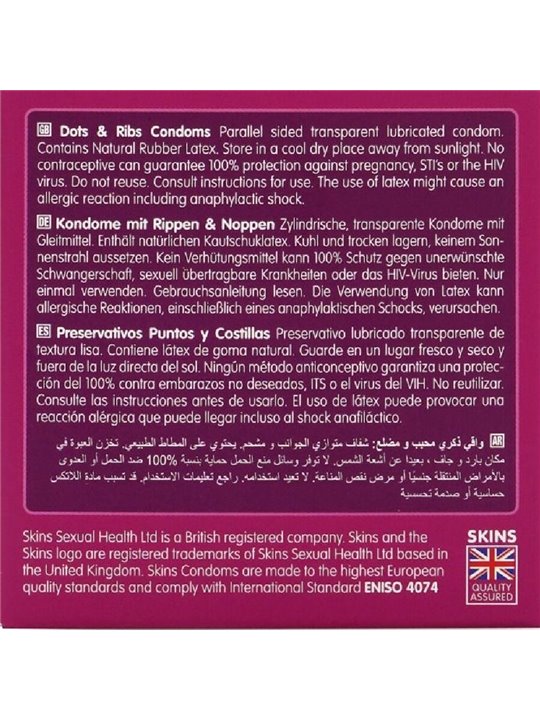 Skins Dots & Ribs - Premium Natural Latex Condoms 4 pcs