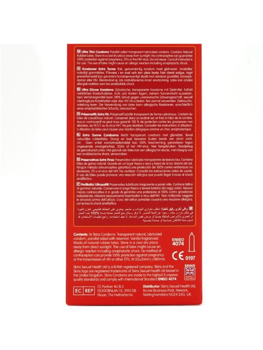 Skins Ultra Thin - Preservativi Ultra Sottili in Lattice Naturale 16 Pz