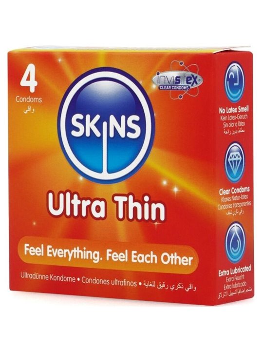 Skins Ultra Thin - Preservativi Ultra Sottili in Lattice Naturale 4 Pz