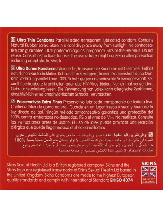 Skins Ultra Thin - Preservativi Ultra Sottili in Lattice Naturale 4 Pz