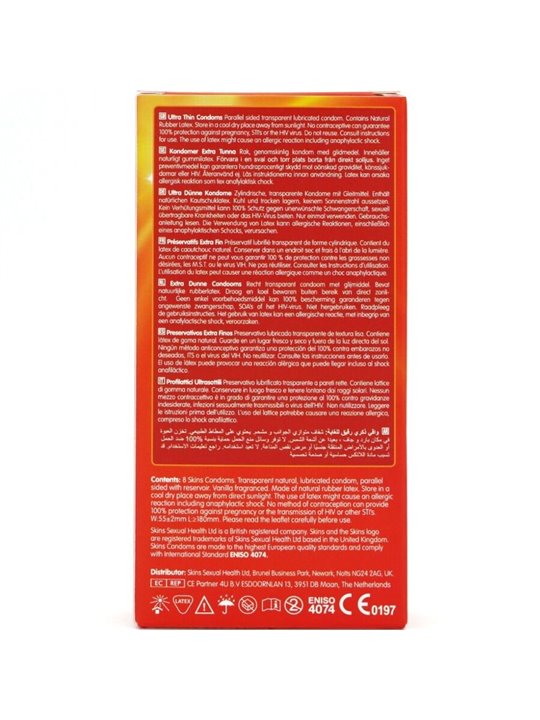Skins Ultra Thin - Preservativi Ultra Sottili in Lattice Naturale 8 Pz