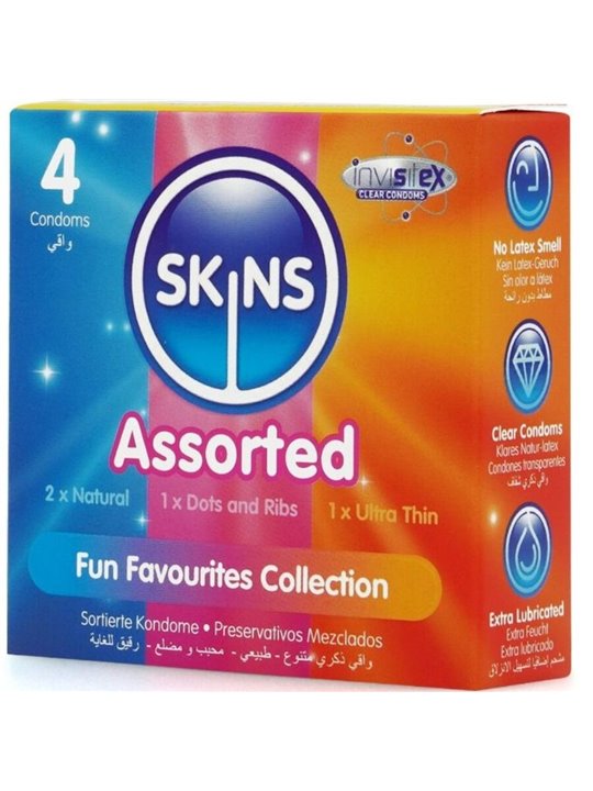 Skins - Assorted Premium Natural Latex Condoms 4 pcs