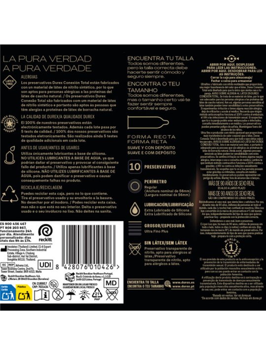 Durex Total Connection - Preservativi Senza Lattice Taglia XL 10 Unità