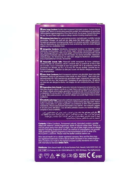 Skins - Premium Natural Latex Condoms Extra Large 8 pcs