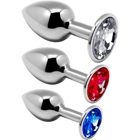 Alive Anal Pleasure - 3-Piece Metal Anal Plug Kit with Diamonds