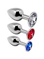 Alive Anal Pleasure - 3-Piece Metal Anal Plug Kit with Diamonds