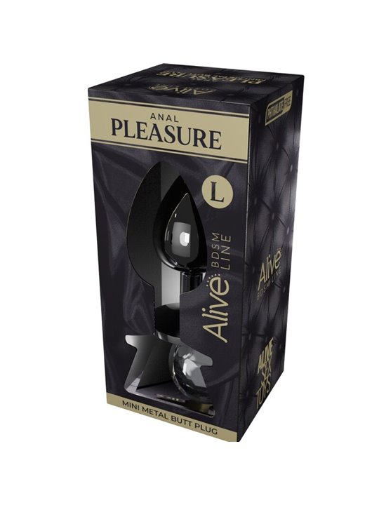 Alive Anal Pleasure - Mini Plug Anale in Metallo Gemma Nera Taglia L