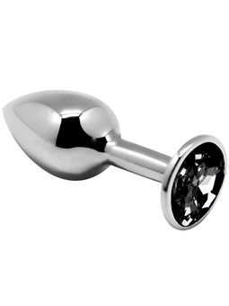 Alive Anal Pleasure - Mini Metal Anal Plug with Black Gem, Size S