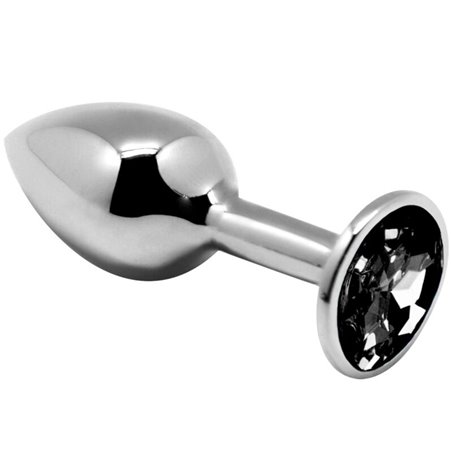 Alive Anal Pleasure - Mini Metal Anal Plug with Black Gem, Size S