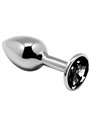 Alive Anal Pleasure - Mini Metal Anal Plug with Black Gem, Size S
