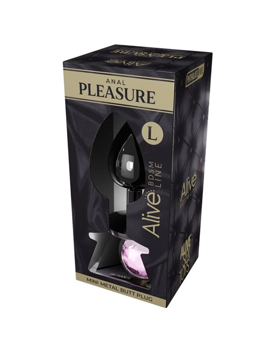 Alive Anal Pleasure - Mini Metal Anal Plug with Pink Gem, Size L