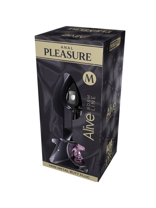 Alive Anal Pleasure - Mini Metal Anal Plug with Pink Gem, Size M